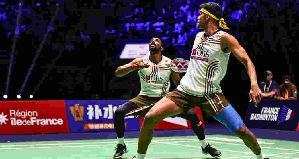 Satwik-Chirag in action during their World Championships semi-final in Paris. 