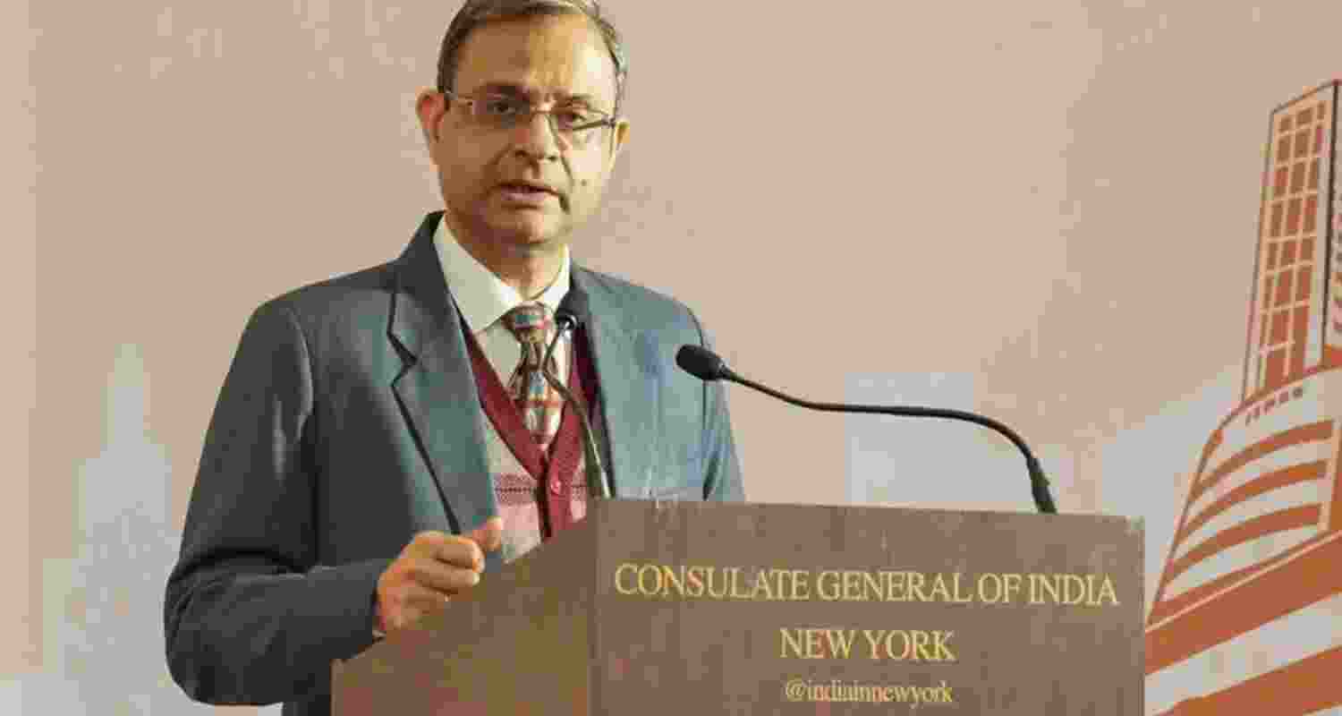 RBI Governor Sanjay Malhotra speaking at a roundtable hosted by the Consulate General of India in New York.