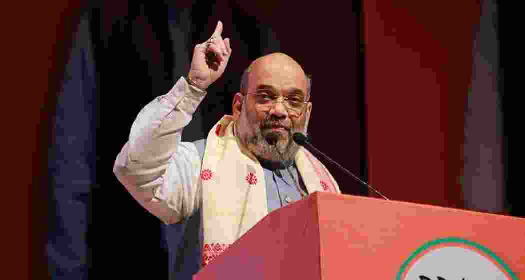 Union Home Minister Amit Shah addresses an election rally in Assam. (File photo)