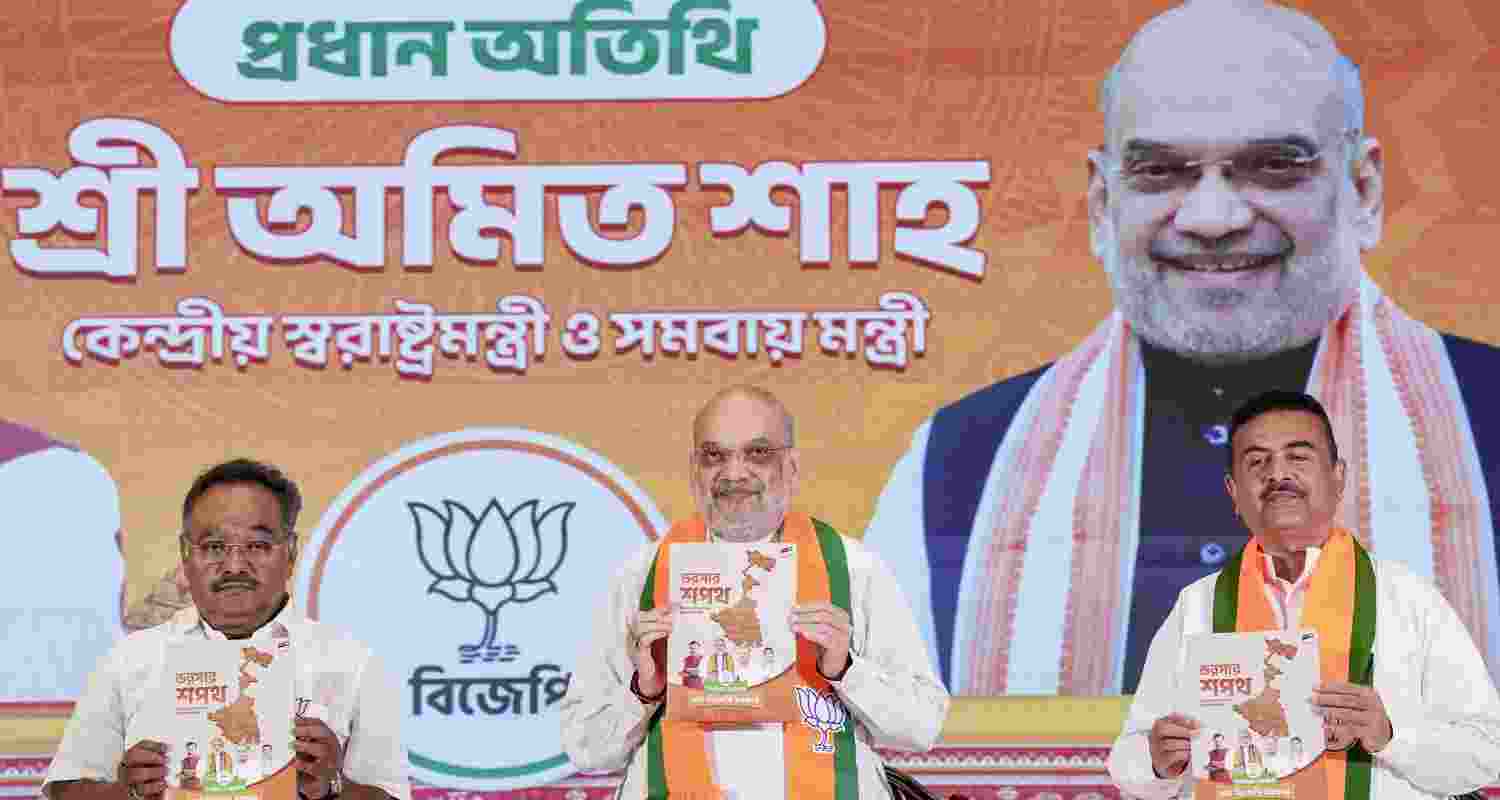 The manifesto was unveiled in Kolkata by Union Home Minister Amit Shah, who described it as a roadmap for economic support, employment generation, and governance reforms. 