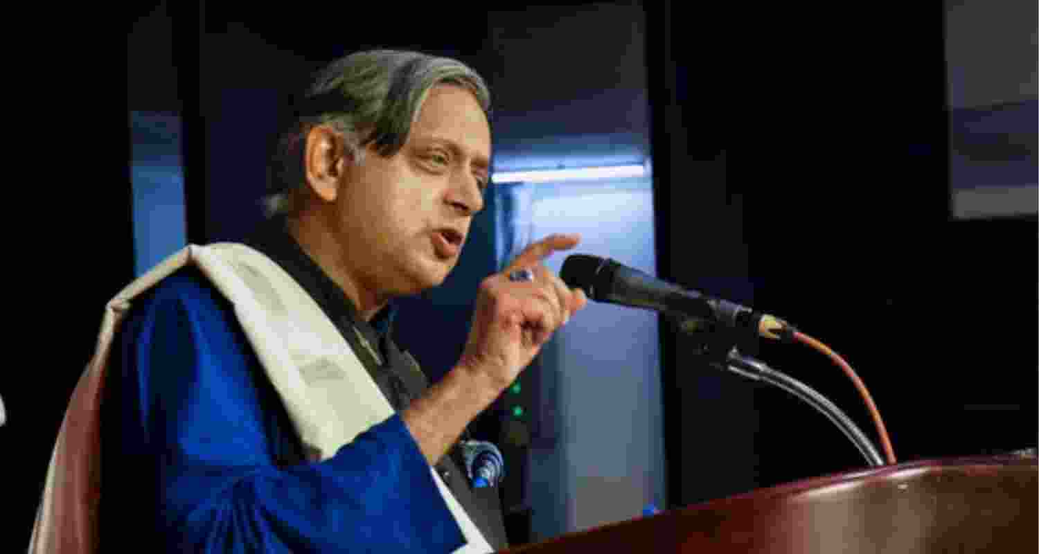 Congress MP Shashi Tharoor addresses an event on 'Peace, Harmony and National Development', in Kochi, Kerala.