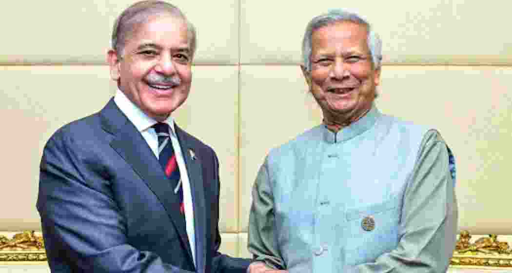 Pakistani PM Sharif and Mohammad Yunus during the D-8 summit in Cairo.