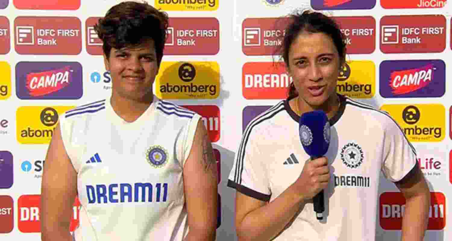 A file photograph of India opener Shafali Verma (left) with vice-captain Smriti Mandhana.