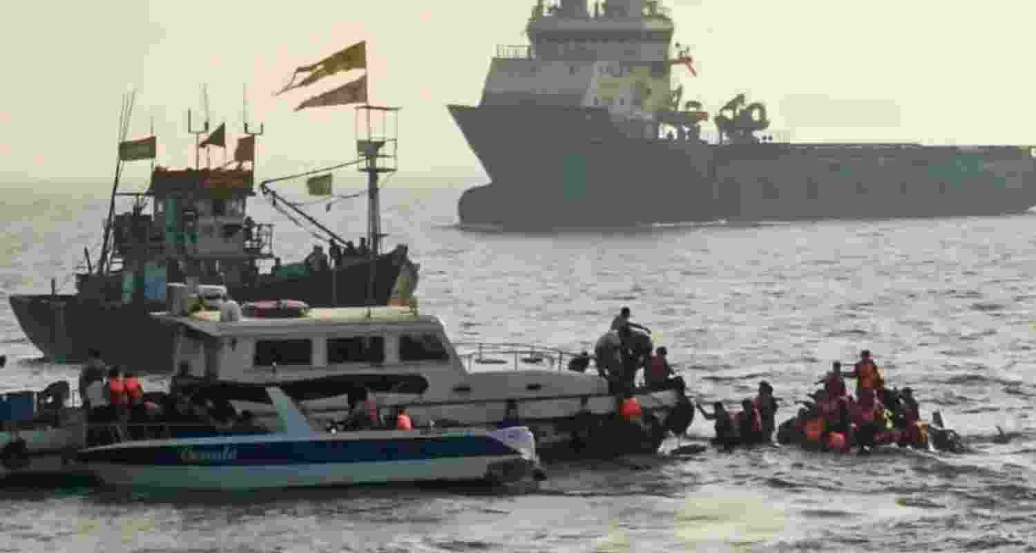 Passengers were rescued after a ferry capsised off the Mumbai coast. 