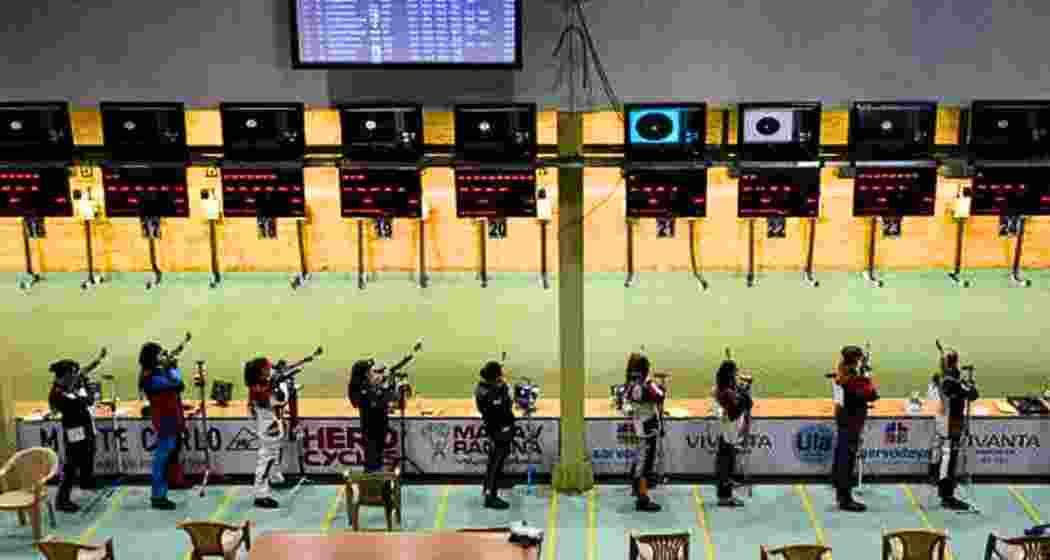 Shooters in action at the Dr. Karni Singh Shooting Range, New Delhi. (File photo)
