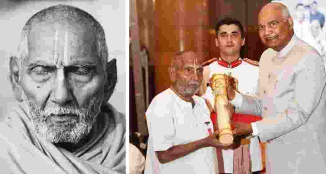 Spiritual guru Baba Sivanand (File photo). Baba Sivanand receiving the Padma Shri from President Ram Nath Kovind in 2022, honoured for his lifelong dedication to yoga, austerity, and service to society.