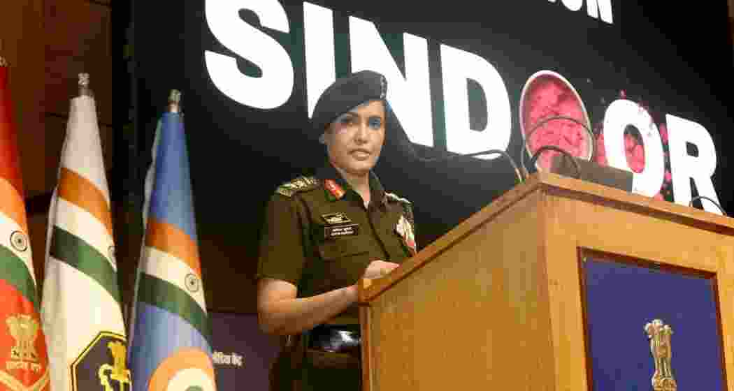 Colonel Sofiya Qureshi briefing the media alongside senior military officials during Operation Sindoor.