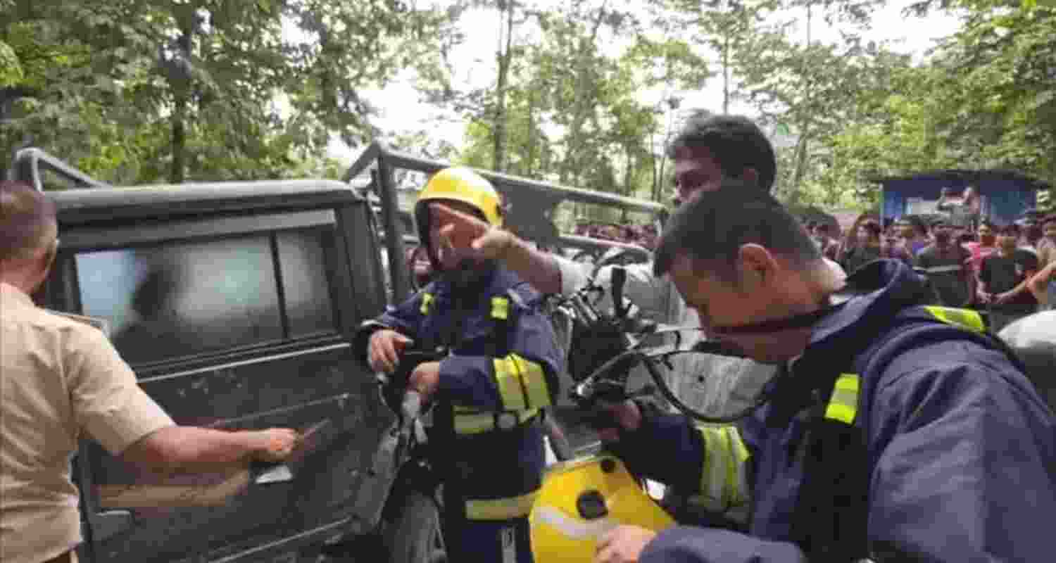Rescue teams from the National Disaster Response Force, State Disaster Response Force, police and fire and emergency services have been deployed at the site.