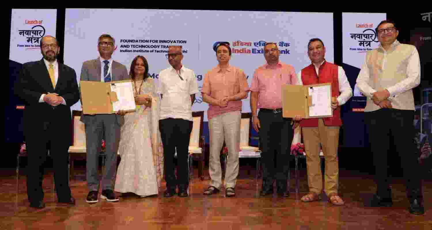 Union Minister for Skill Development and Entrepreneurship Jayant Chaudhary (fourth from right)  launching the Navachar Mantra programme at IIT Delhi on Wednesday.