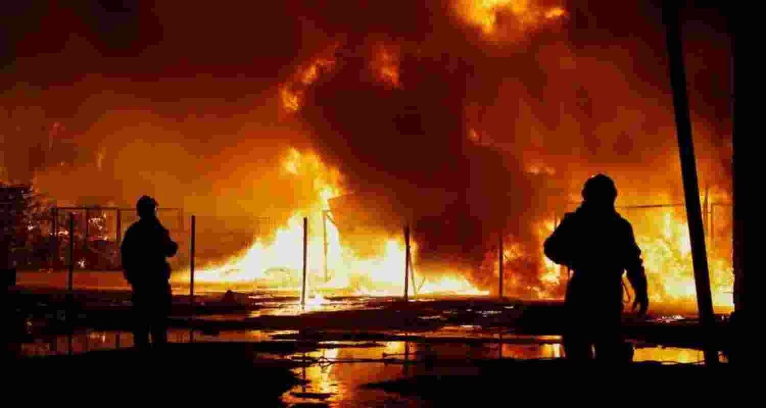 Rescuers at the site of a Russian missile strike in Kyiv.