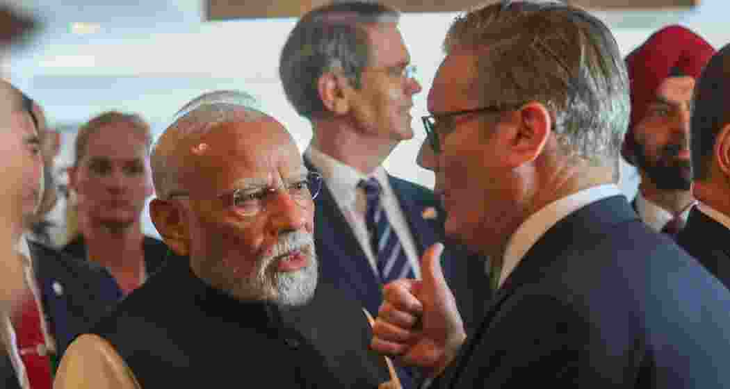 Prime Ministers Modi and Starmer during their meeting in London to discuss the UK-India free trade deal.