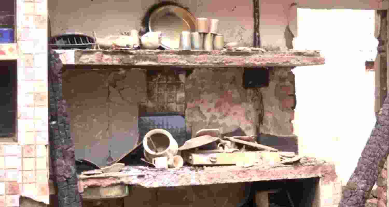 Damaged houses along LoC in Uri sector due to Pakistani shelling and firing.