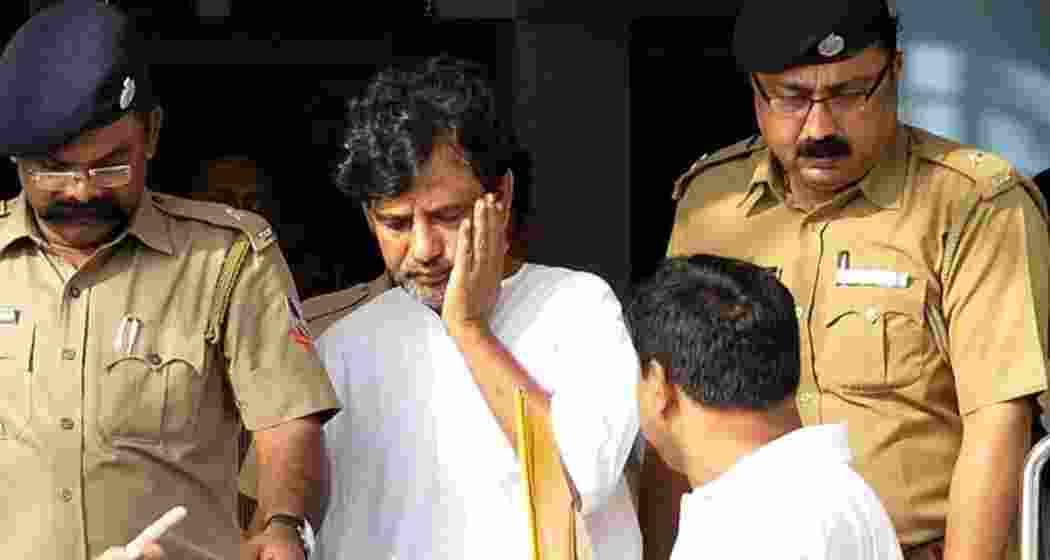 Chit-fund Company Saradha Group's Chairman Sudipta Sen coming out from Rajarhat New Town Police Station before he was produced in the Salt Lake Court on May 9, 2013 in Kolkata.