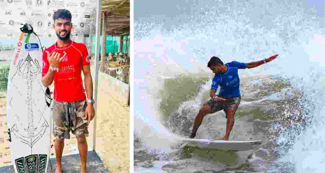 Ramesh Budhial in action during the Asian Surfing Championships in Chennai.