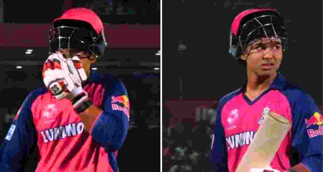 Vaibhav Suryavanshi walks off visibly emotional after scoring 34 on his IPL debut for Rajasthan Royals against LSG in Jaipur on Saturday, becoming the league’s youngest-ever player at 14.