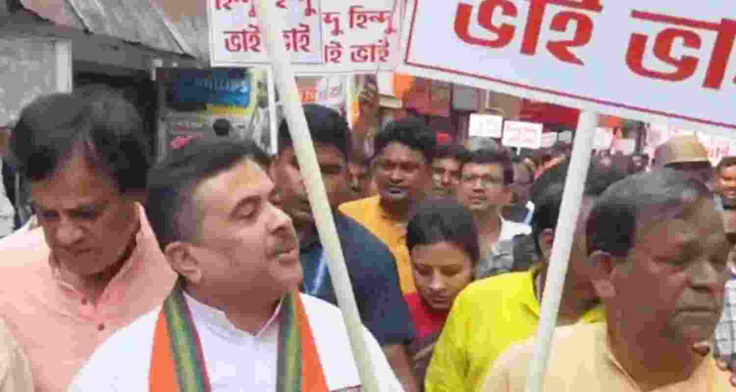 Suvendu Adhikari leads BJP protest against Speaker Banerjee