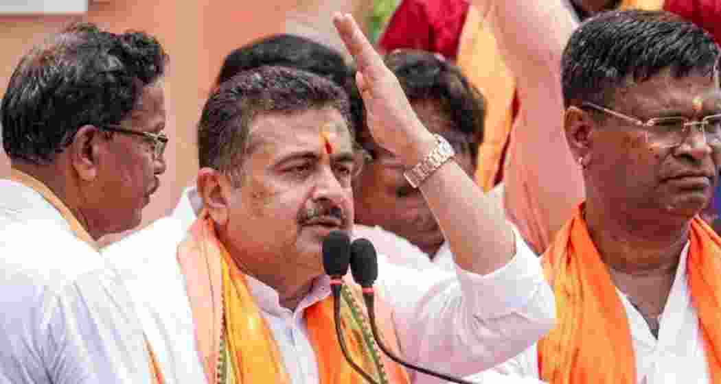 A file photo of West Bengal Chief Minister Suvendu Adhikari addressing a gathering.
