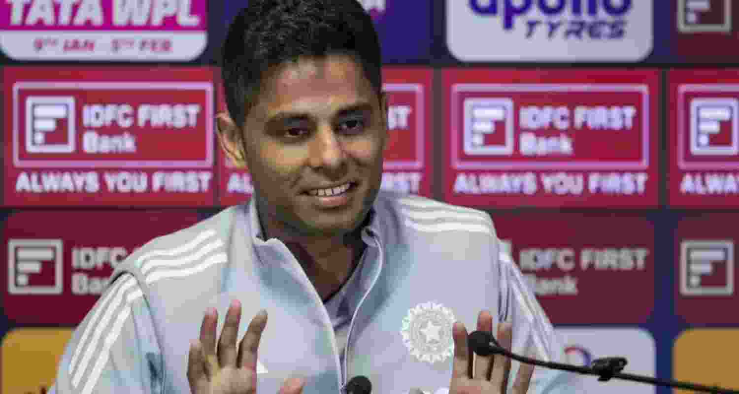 India's skipper Suryakumar Yadav at the pre-match conference ahead of the T20 World Cup India-Pakistan clash in Colombo on Saturday.