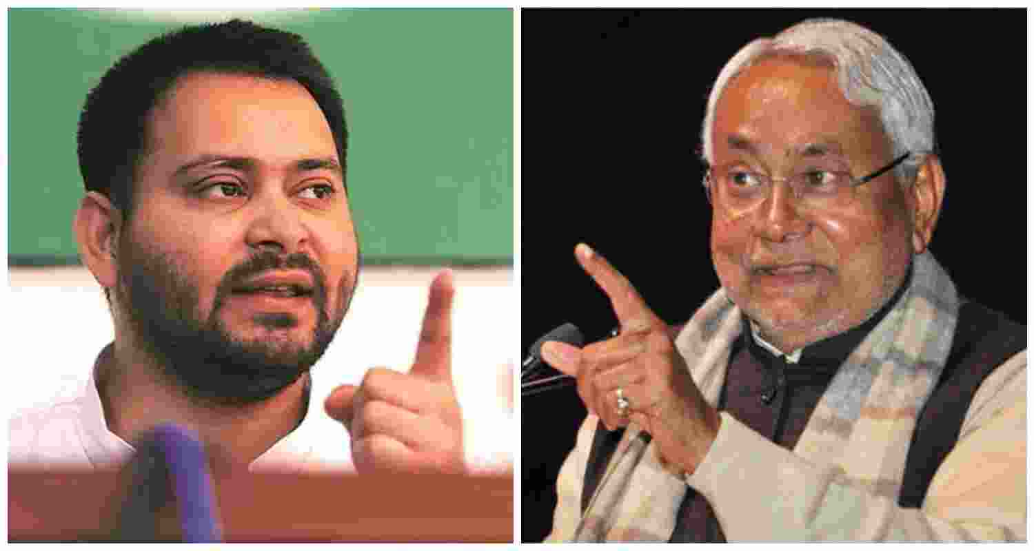 Leader of the Opposition in Bihar, Tejashwi Yadav (L), Chief Minister Nitish Kumar (R).