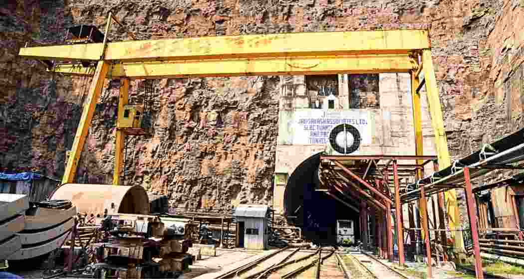 The under-construction stretch in the tunnel of Srisailam Left Bank Canal (SLBC) project where a section of roof collapsed, in Nagarkurnool district, Saturday, Feb 22, 2025. 