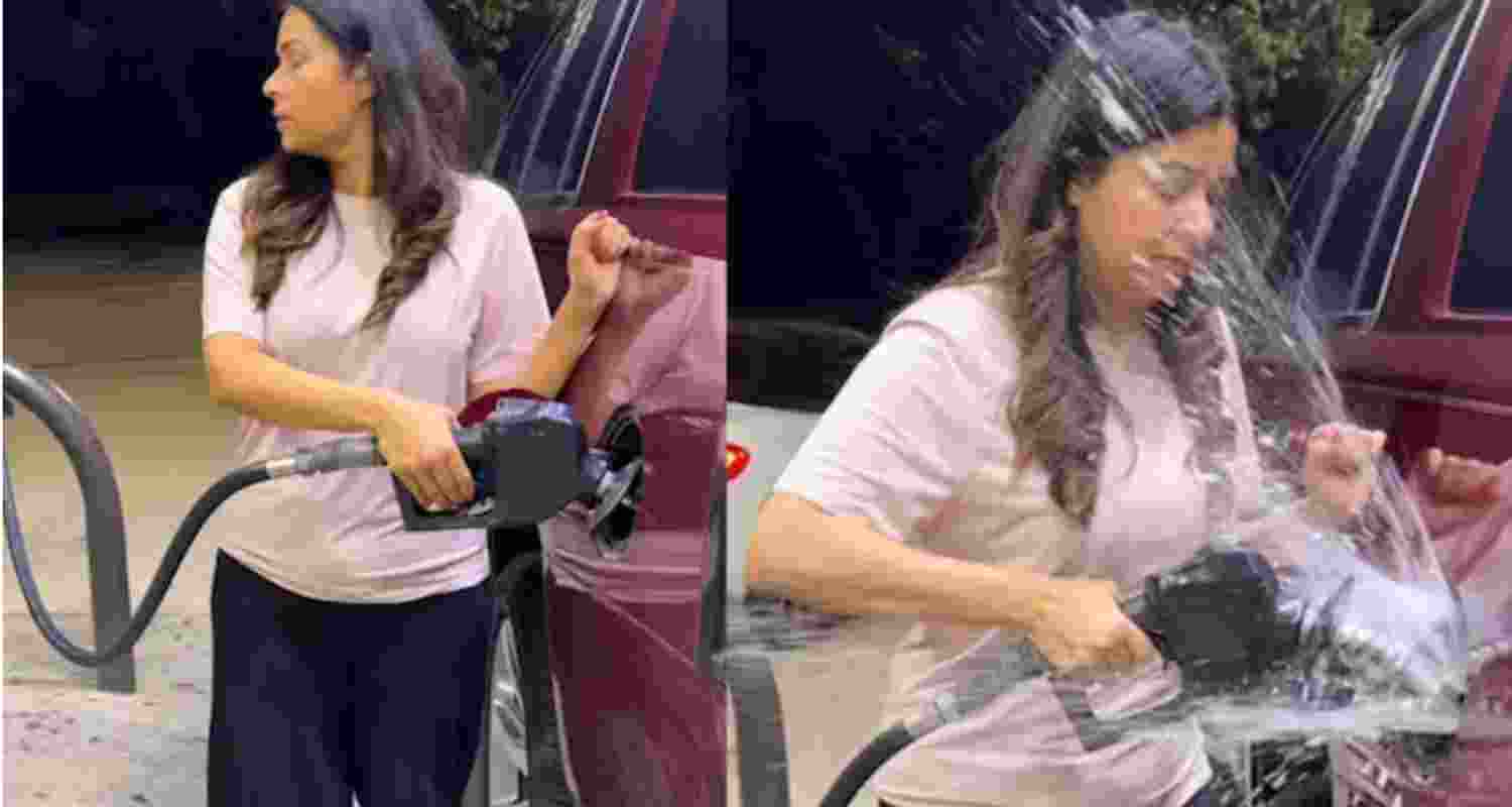 The woman used a water bottle to act fast and avoid harm.