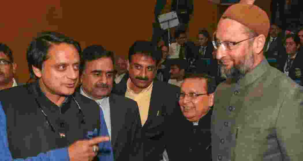 Shashi Tharoor and Asaduddin Owaisi captured together during a public engagement in New Delhi. (File photo)