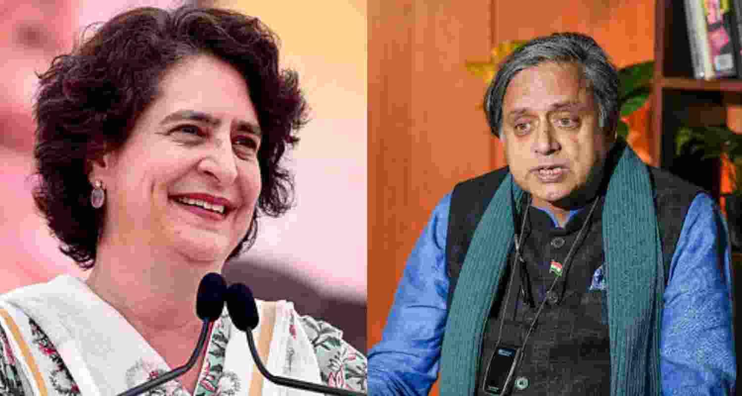 Congress leaders Priyanka Gandhi Vadra and Shashi Tharoor.