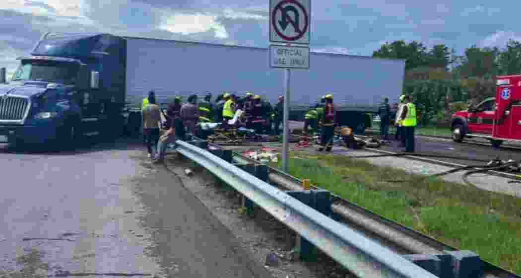 Scene of the fatal crash on Florida's Turnpike, where Harjinder Singh's illegal U-turn resulted in the deaths of three individuals, leading to a nationwide policy shift.