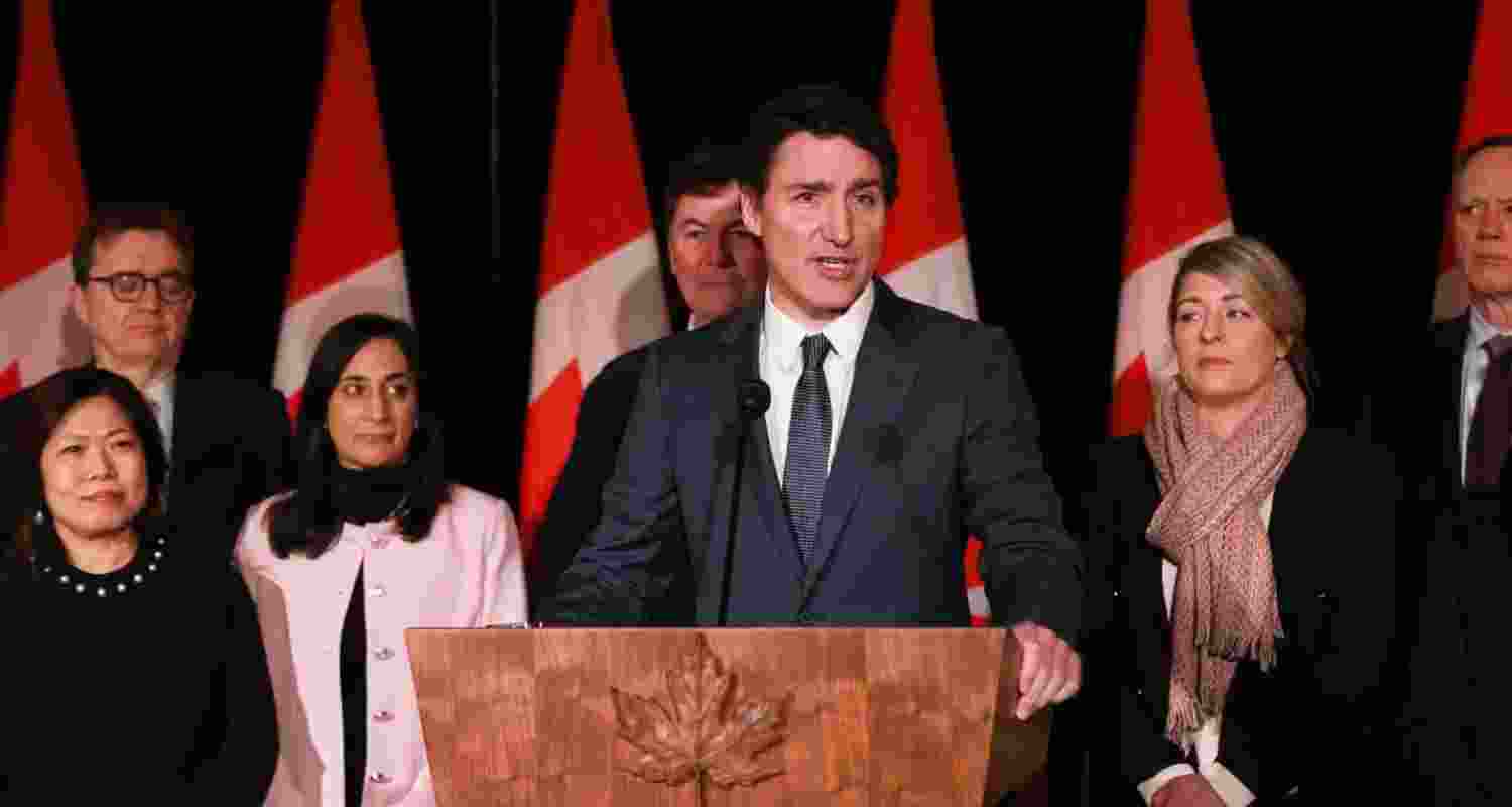 Justin Trudeau speaks to reporters. Screengrab via X.