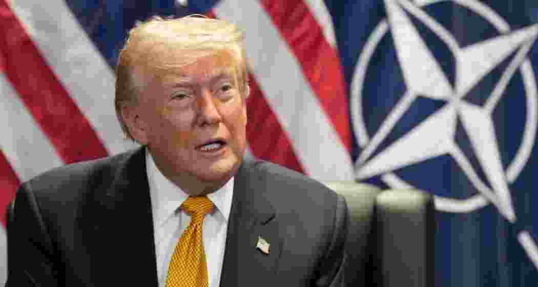 US President Donald Trump Speaking on the sidelines of the NATO summit in Turkey. Image: Alex Brandon/AP Photo