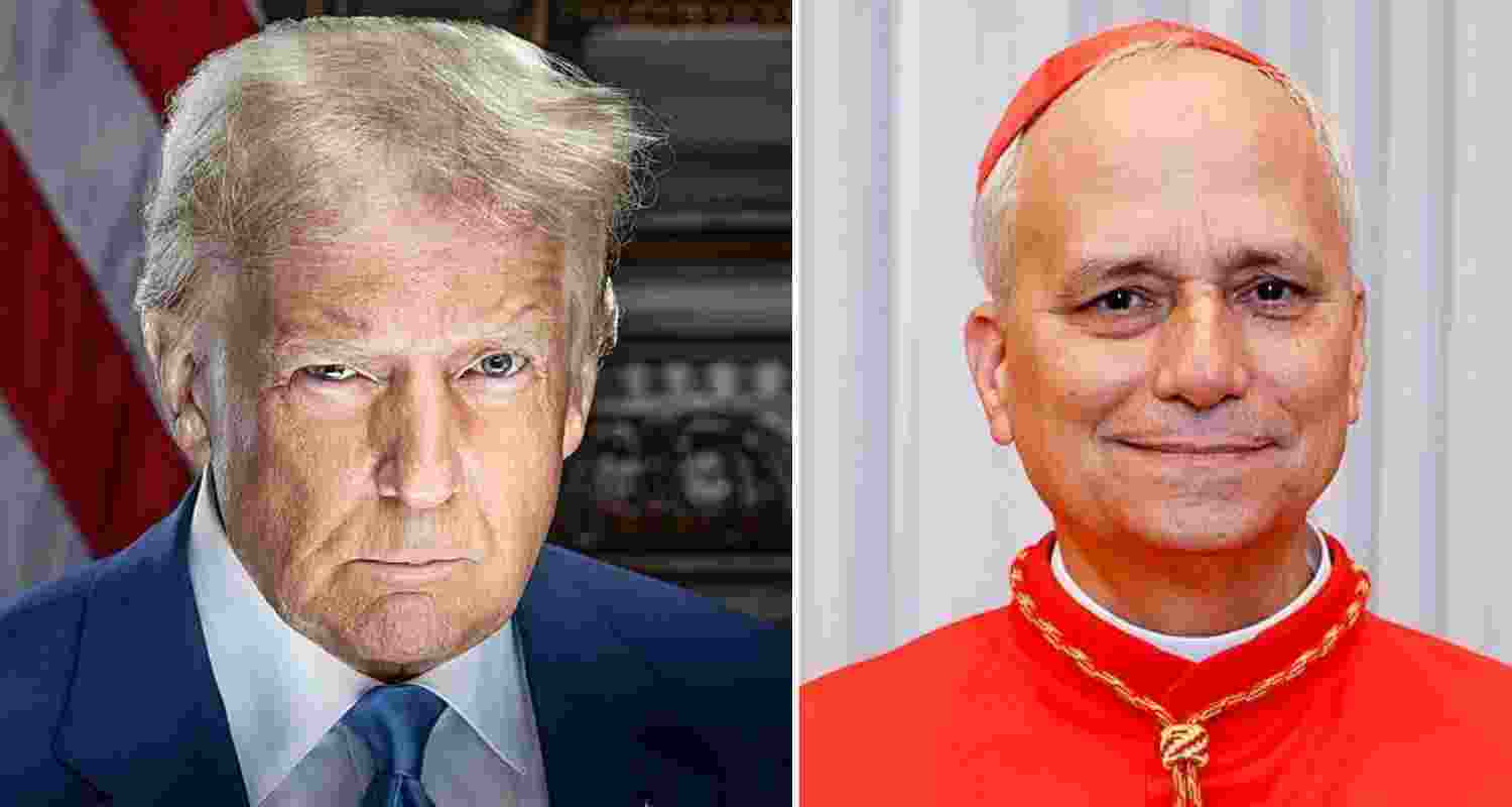 US President Donald Trump and Pope Leo XIV. File photos.