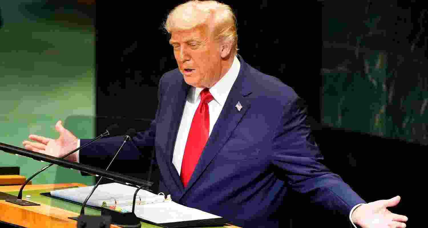 President Donald Trump address the 80th session of the United Nations General Assembly, Tuesday.