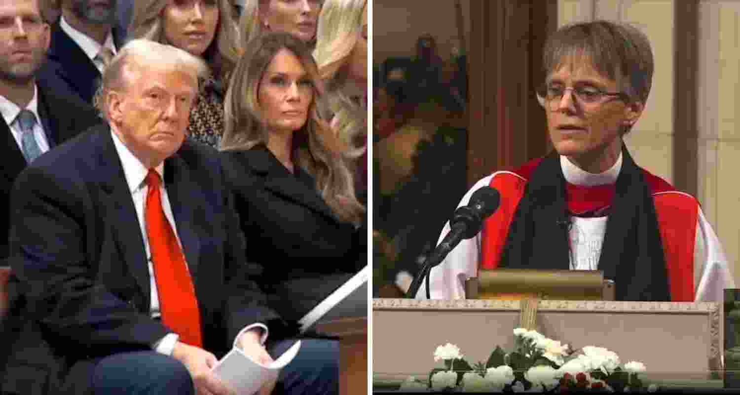 US President Donald Trump(left), and Right Rev. Marianne Budde (right).