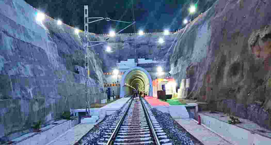 The face of the 14.57 km Himalayan rail tunnel.