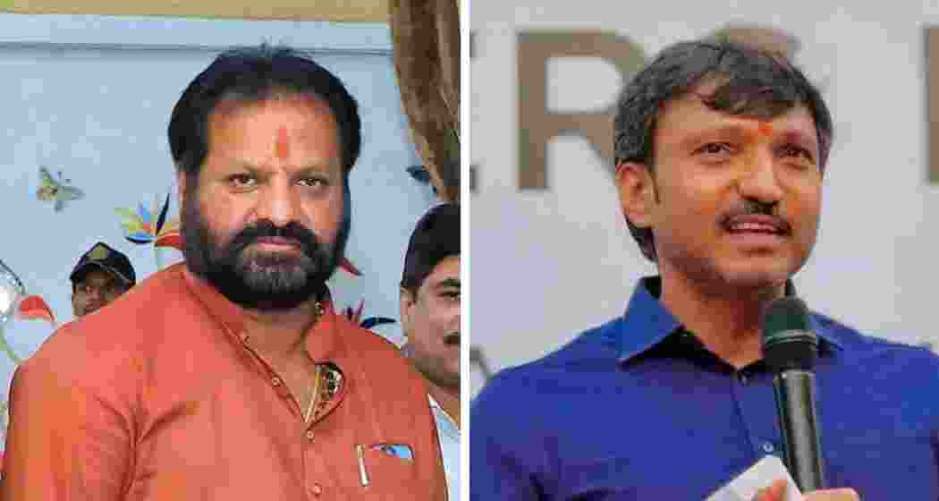 Shiv Sena (UBT) MP Nagesh Patil Ashtikar and Dharashiv MP Omraje Nimbalkar (R).
