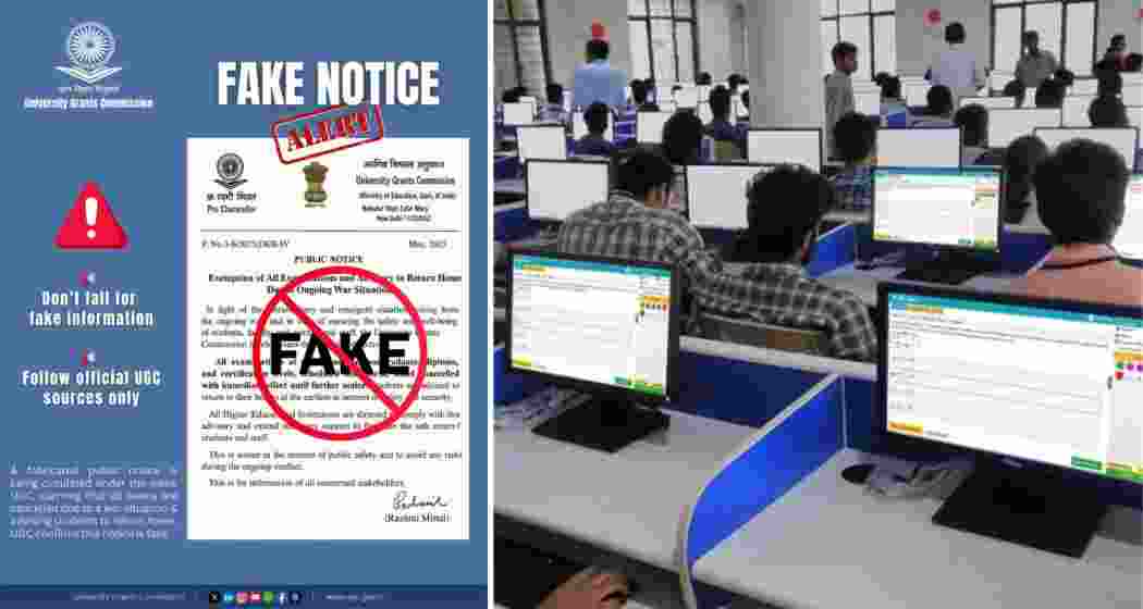 The UGC issued a warning against a fake notice circulating on social media, falsely claiming exam cancellations due to the ongoing conflict. Students are advised to follow official UGC channels for updates.