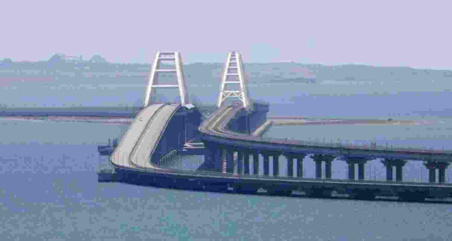 The SBU shared video footage that showed an explosion near a support pillar of the bridge.