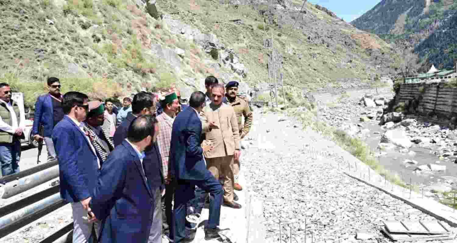 Himachal Pradesh Chief Minister Thakur Sukhvinder Singh Sukhu in Tapri, Kinnaur district, on Tuesday.
