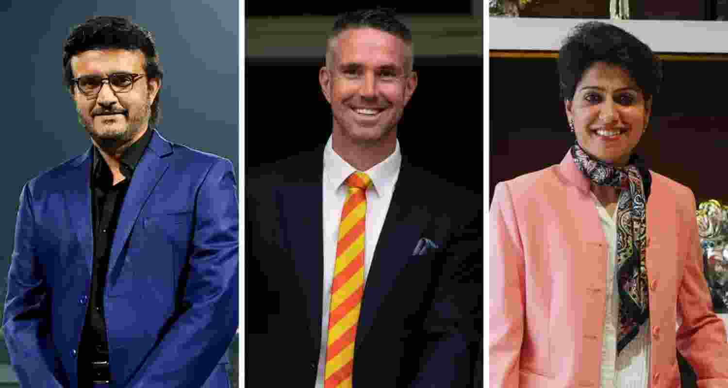 Cricketers Sourav Ganguly, Kevin Pietersen and Anjum Chopra.