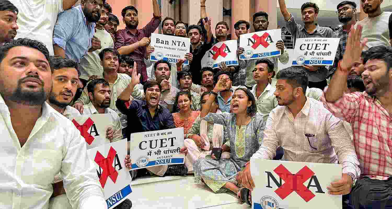 NSUI Members Lock NTA Office Amid NEET-UG Protest.