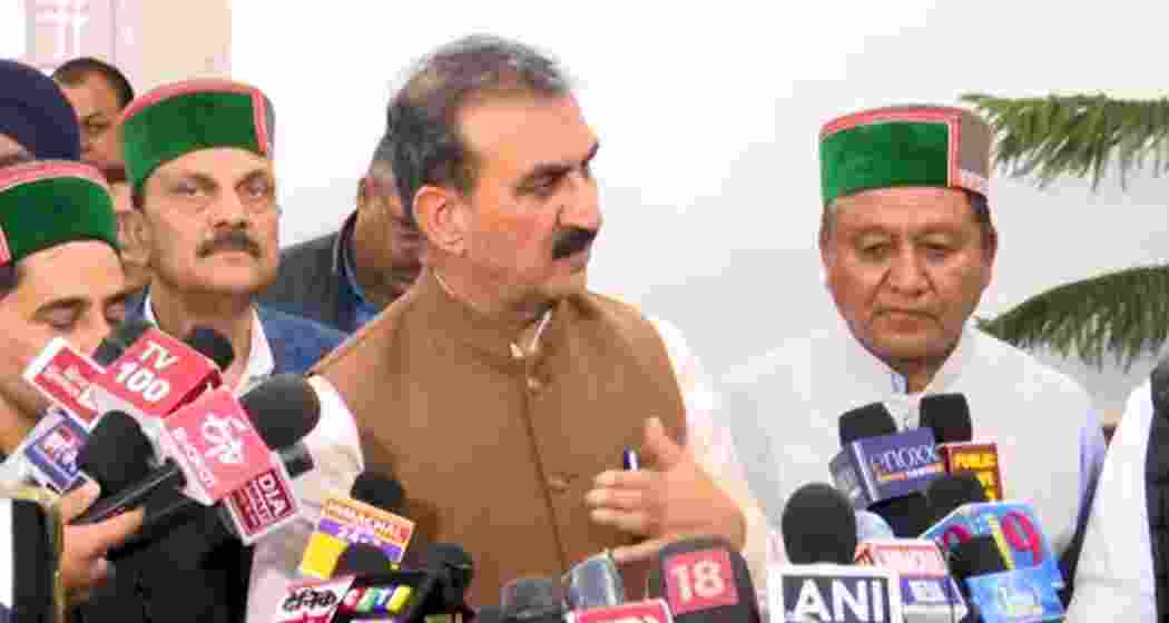HP CM Sukhvinder Singh Sukhu addressing media today in Shimla. 