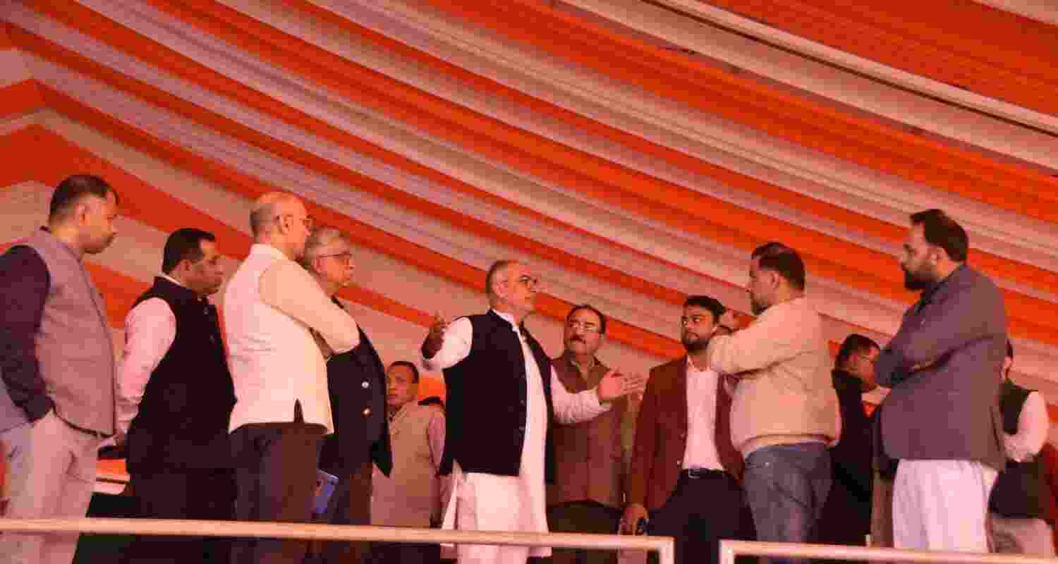 Panipat DC Virendra Kumar Dahiya with BJP state leaders for PM's visit in the city. Image: DIPRO/X.
