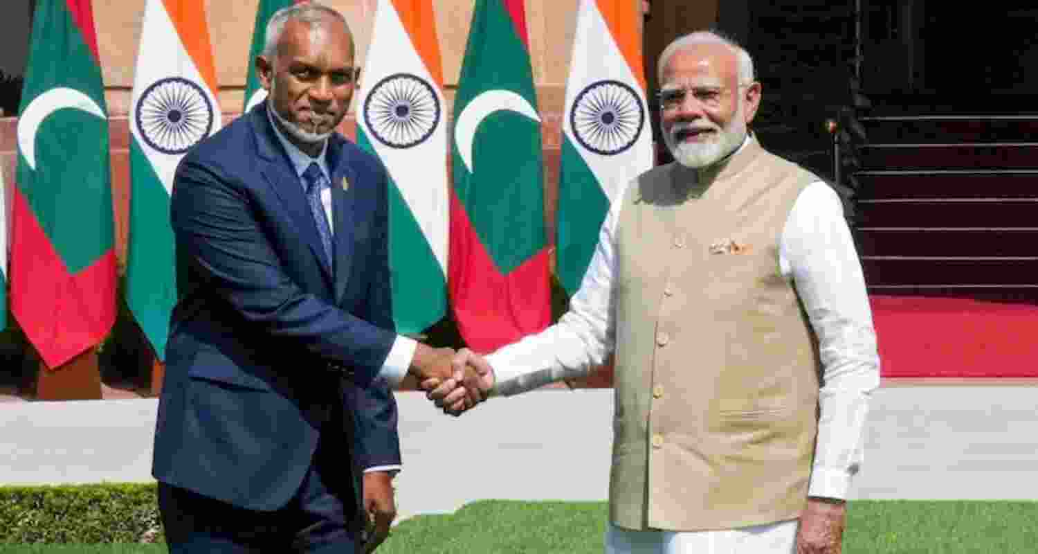 India Denies Involvement in Maldives Impeachment Plot. Image - Muizzu's Visit to India, Meeting PM Modi.