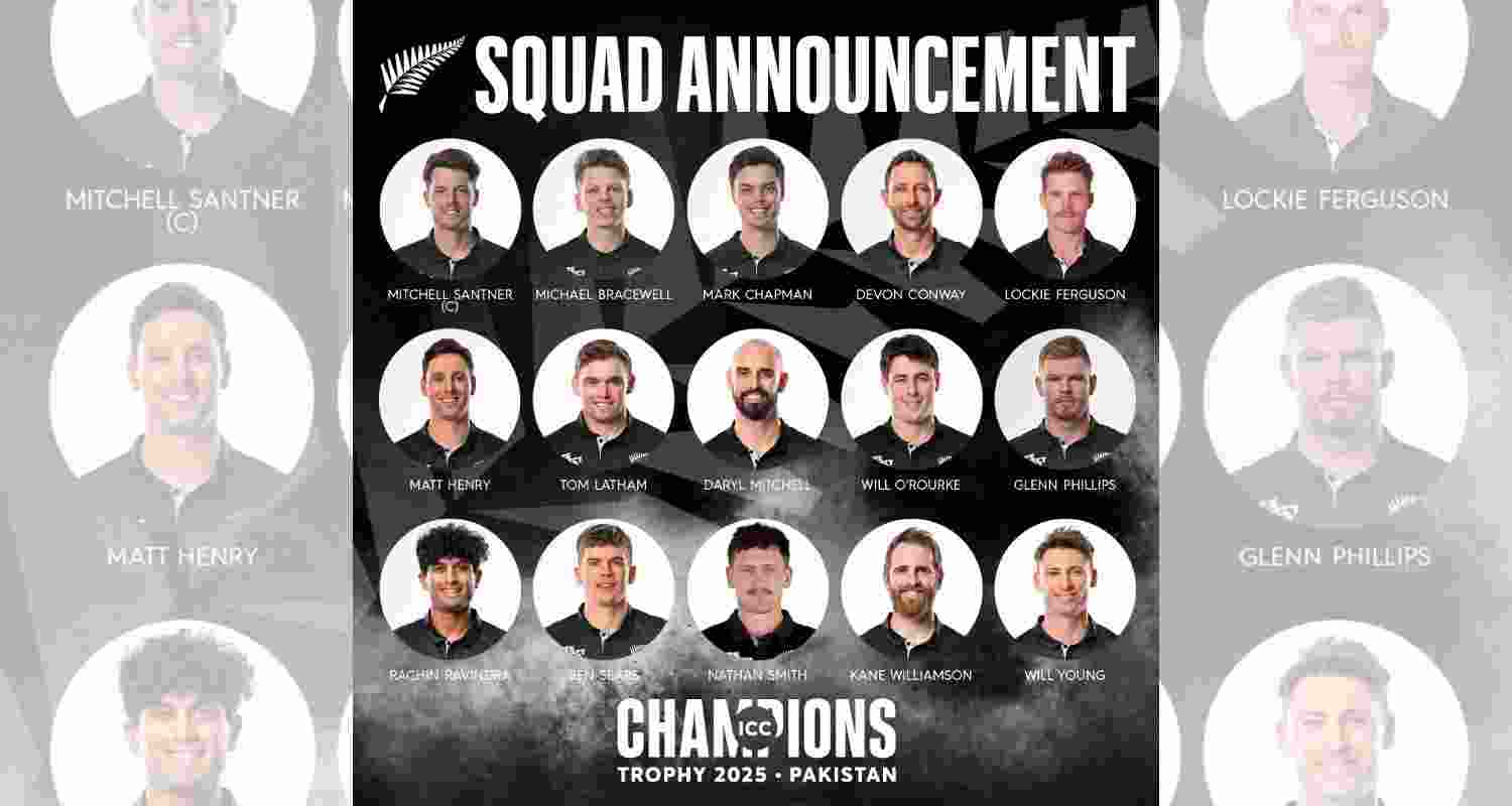 Fresh faces in New Zealand squad for ICC Champions Trophy. Image New Zealand Cricket X.