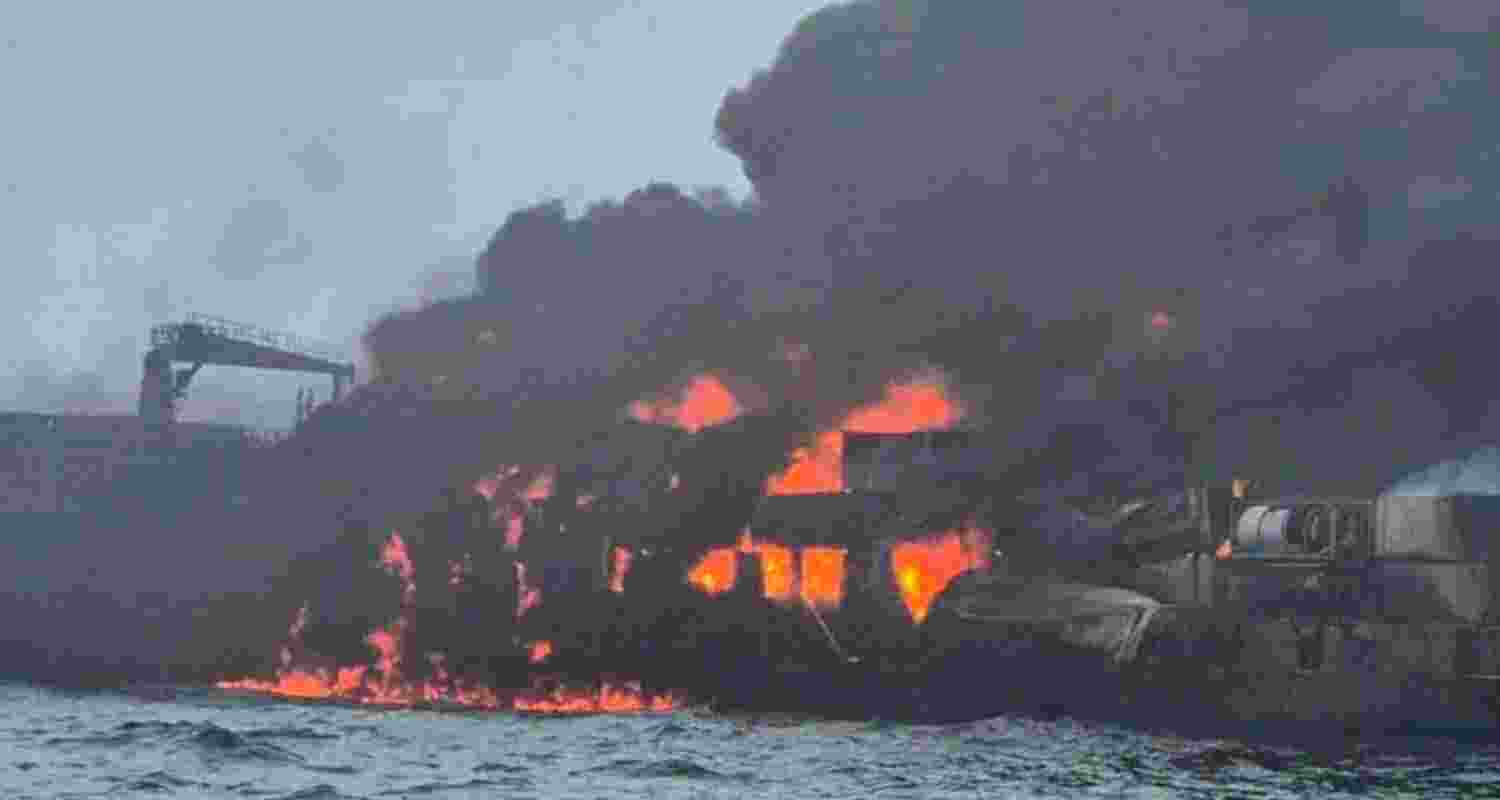 Oil tanker cargo vessel crash triggers huge blaze in North Sea.