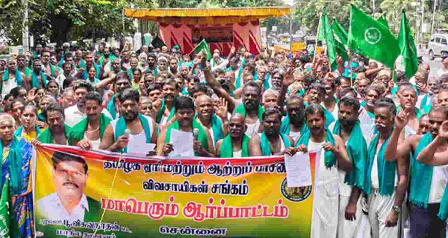 Rain-hit farmers seek relief in Chennai protest.
