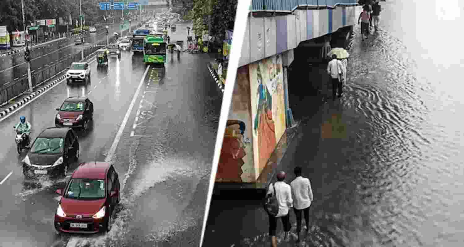 Heavy rain floods Delhi NCR as IMD issues red alert.