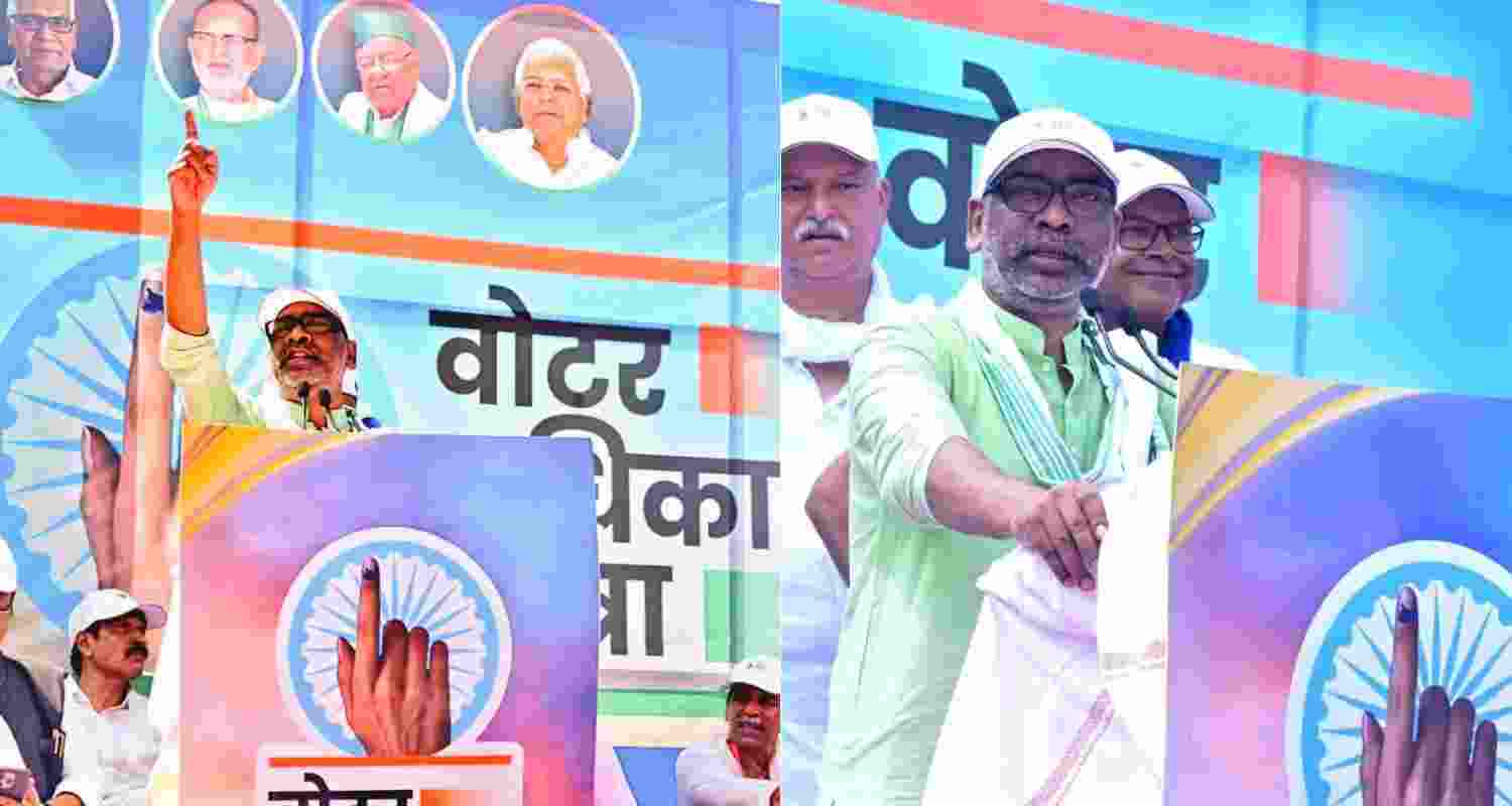 INDIA bloc vows fight for democracy at Patna gathering.