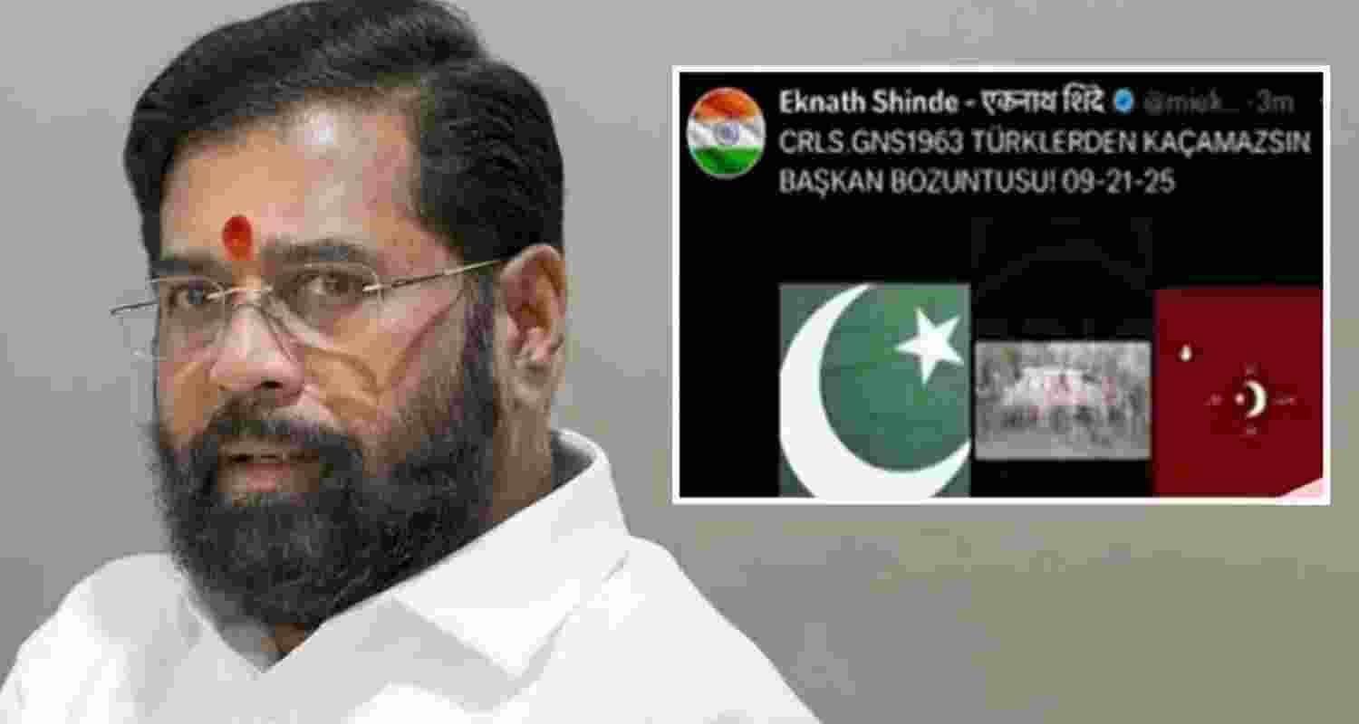 Hackers target Eknath Shinde's X account with foreign flags. Hackers target Eknath Shinde's X account with foreign flags.