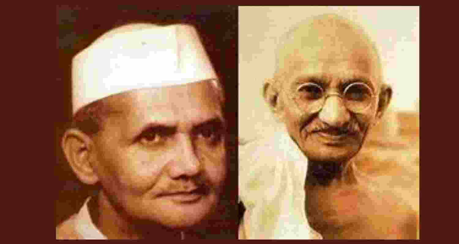 Former Prime Minister Lal Bahadur Shastri and  Mahatma Gandhi.